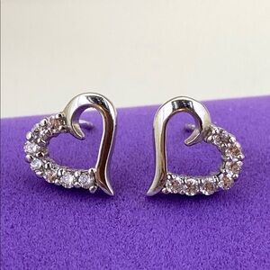 💛 Shimmering Silver Heart Studs | Pave Crystal Detail | Romantic Luxe